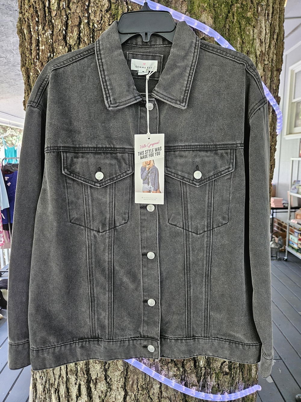 Grey Washed Denim Trucker Jacket GEMMA RAE